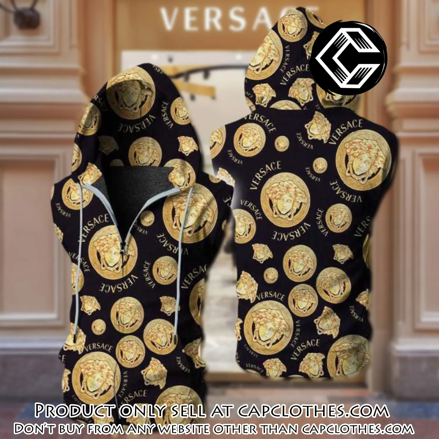 Gianni versace unisex sleeveless zip up hoodie luxury for men women szh003 cc5839505